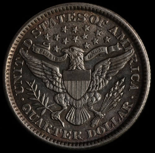 1899-Barber-Quarter-Die-Breaks-In-Bonnet